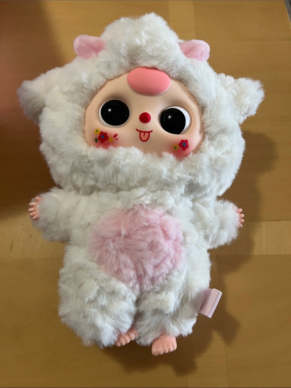 Baby Three Plush Lamb Doll in White and Pink - Soft Collectible Kids Toy